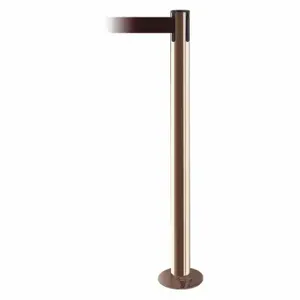 TENSABARRIER 889F-2P-2P-STD-NO-R7X-C Fixed Barrier Post With Belt, Steel, Polished Brass, 36 1/2 Inch Post Height, Flange | CU6HUQ 20YJ43