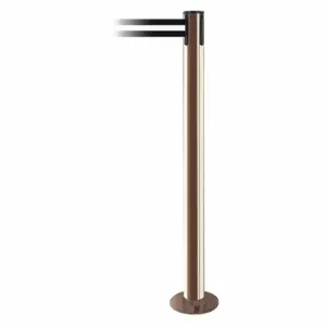 TENSABARRIER 889F-2P-2P-STD-NO-S3X-C Fixed Barrier Post With Belt, Steel, Polished Brass, 36 1/2 Inch Post Height, Flange | CU6HUT 20YJ44