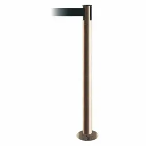 TENSABARRIER 889F-2S-2S-STD-NO-G7X-C Fixed Barrier Post With Belt, Steel, Satin Brass, 36 1/2 Inch Post Height | CU6HXX 20YJ47