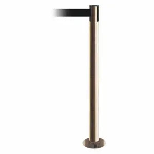 TENSABARRIER 889F-2S-2S-MAX-NO-B9X-C Fixed Barrier Post With Belt, Steel, Satin Brass, 36 1/2 Inch Post Height | CU6HXZ 20YG97