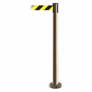 TENSABARRIER 889F-2S-2S-MAX-NO-D4X-C Fixed Barrier Post With Belt, Steel, Satin Brass, 36 1/2 Inch Post Height | CU6HXV 20YG98