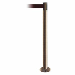 TENSABARRIER 889F-2S-2S-MAX-NO-R7X-C Fixed Barrier Post With Belt, Steel, Satin Brass, 36 1/2 Inch Post Height | CU6HXY 20YH03