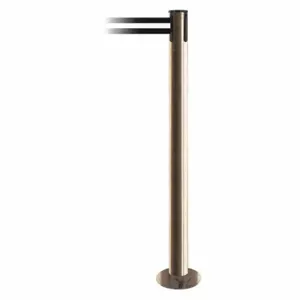 TENSABARRIER 889F-2S-2S-MAX-NO-S3X-C Fixed Barrier Post With Belt, Steel, Satin Brass, 36 1/2 Inch Post Height | CU6HYA 20YH04