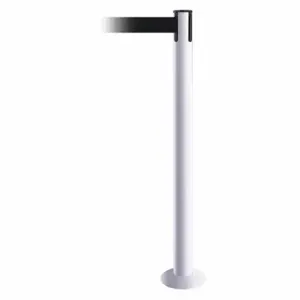 TENSABARRIER 889F-32-32-MAX-NO-B9X-C Fixed Barrier Post With Belt, Steel, White, 36 1/2 Inch Post Height, 2 1/2 Inch Post Dia | CU6JAL 20YG42