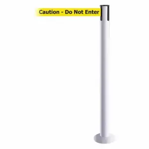 TENSABARRIER 889F-32-32-STD-NO-YAX-C Fixed Barrier Post With Belt, Steel, White, 36 1/2 Inch Post Height, 2 1/2 Inch Post Dia | CU6JAT 20YH94