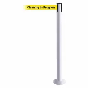 TENSABARRIER 889F-32-32-MAX-NO-YCX-C Fixed Barrier Post With Belt, Steel, White, 36 1/2 Inch Post Height, 2 1/2 Inch Post Dia | CU6JAH 20YG49