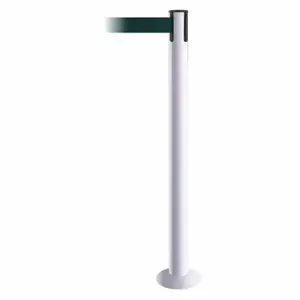 TENSABARRIER 889F-32-32-STD-NO-G6X-C Fixed Barrier Post With Belt, Steel, White, 36 1/2 Inch Post Height, 2 1/2 Inch Post Dia | CU6JAR 20YH89