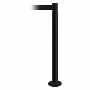 TENSABARRIER 889F-33-33-STD-NO-B9X-C Fixed Barrier Post With Belt, Steel, Black, 36 1/2 Inch Post Height, 2 1/2 Inch Post Dia | CU6HQN 20YH27