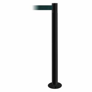 TENSABARRIER 889F-33-33-MAX-NO-G6X-C Fixed Barrier Post With Belt, Steel, Black, 36 1/2 Inch Post Height, 2 1/2 Inch Post Dia | CU6HQV 20YF81