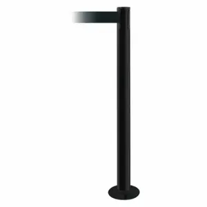 TENSABARRIER 889F-33-33-MAX-NO-G7X-C Fixed Barrier Post With Belt, Steel, Black, 36 1/2 Inch Post Height, 2 1/2 Inch Post Dia | CU6HQX 20YF78