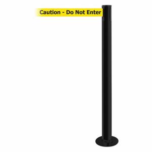 TENSABARRIER 889F-33-33-MAX-NO-YAX-C Fixed Barrier Post With Belt, Steel, Black, 36 1/2 Inch Post Height, 2 1/2 Inch Post Dia | CU6HRE 20YF87