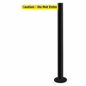 TENSABARRIER 889F-33-33-MAX-NO-YAX-C Fixed Barrier Post With Belt, Steel, Black, 36 1/2 Inch Post Height, 2 1/2 Inch Post Dia | CU6HRE 20YF87