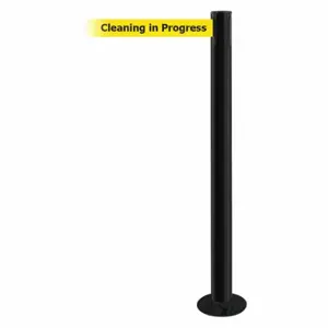 TENSABARRIER 889F-33-33-MAX-NO-YCX-C Fixed Barrier Post With Belt, Steel, Black, 36 1/2 Inch Post Height, 2 1/2 Inch Post Dia | CU6HRD 20YF88