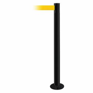TENSABARRIER 889F-33-33-STD-NO-Y5X-C Fixed Barrier Post With Belt, Steel, Black, 36 1/2 Inch Post Height, 2 1/2 Inch Post Dia | CU6HQT 20YH29