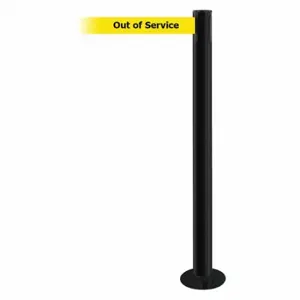 TENSABARRIER 889F-33-33-MAX-NO-YEX-C Fixed Barrier Post With Belt, Steel, Black, 36 1/2 Inch Post Height, 2 1/2 Inch Post Dia | CU6JCQ 20YF90