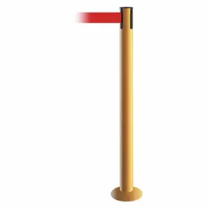 TENSABARRIER 889F-35-35-STD-NO-R5X-C Fixed Barrier Post With Belt, Steel, Yellow, 36 1/2 Inch Post Height | CU6JBT 20YJ02