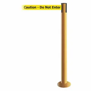 TENSABARRIER 889F-35-35-MAX-NO-YAX-C Fixed Barrier Post With Belt, Steel, Yellow, 36 1/2 Inch Post Height, 2 1/2 Inch Post Dia | CU6JBH 20YG58