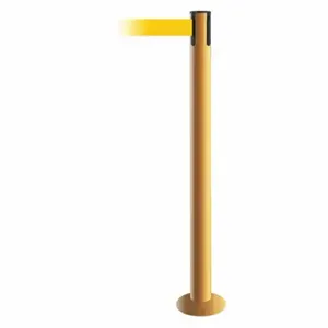 TENSABARRIER 889F-35-35-STD-NO-Y5X-C Fixed Barrier Post With Belt, Steel, Yellow, 36 1/2 Inch Post Height, 2 1/2 Inch Post Dia | CU6JBQ 20YJ01