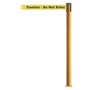 TENSABARRIER 889F-35-35-STD-NO-YAX-C Fixed Barrier Post With Belt, Steel, Yellow, 36 1/2 Inch Post Height, 2 1/2 Inch Post Dia | CU6JBA 20YJ09