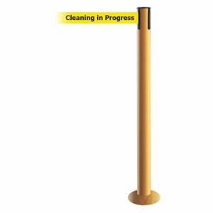 TENSABARRIER 889F-35-35-STD-NO-YCX-C Fixed Barrier Post With Belt, Steel, Yellow, 36 1/2 Inch Post Height, 2 1/2 Inch Post Dia | CU6JBB 20YJ06