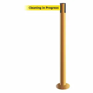 TENSABARRIER 889F-35-35-MAX-NO-YCX-C Fixed Barrier Post With Belt, Steel, Yellow, 36 1/2 Inch Post Height, 2 1/2 Inch Post Dia | CU6JBC 20YG59