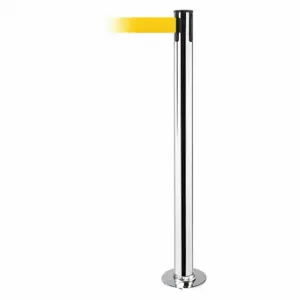 TENSABARRIER 889F-3P-3P-STD-NO-Y5X-C Fixed Barrier Post With Belt, Steel, Polished Stainless Steel, 36 1/2 Inch Post Height | CU6HWE 20YJ57