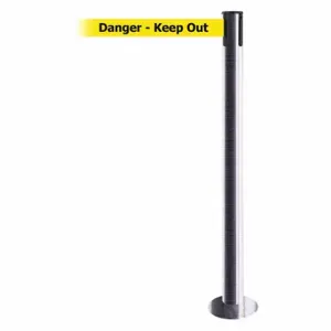 TENSABARRIER 889F-3S-3S-MAX-NO-YDX-C Fixed Barrier Post With Belt, Steel, 36 1/2 Inch Post Height, Flange | CU6HZU 20YH23