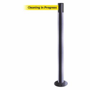 TENSABARRIER 889F-73-73-STD-NO-YCX-C Fixed Barrier Post With Belt, Steel Hammer Tone, 36 1/2 Inch Post Height, Flange, Steel | CU6HTT 20YH64