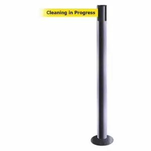 TENSABARRIER 889F-73-73-MAX-NO-YCX-C Fixed Barrier Post With Belt, Steel Hammer Tone, 36 1/2 Inch Post Height, Flange, Steel | CU6HTM 20YG18