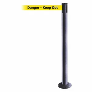 TENSABARRIER 889F-73-73-STD-NO-YDX-C Fixed Barrier Post With Belt, Steel Hammer Tone, 36 1/2 Inch Post Height, Flange, Steel | CU6HTU 20YH65