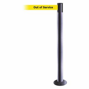 TENSABARRIER 889F-73-73-STD-NO-YEX-C Fixed Barrier Post With Belt, Steel Hammer Tone, 36 1/2 Inch Post Height, Flange, Steel | CU6HTP 20YH66