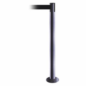 TENSABARRIER 889F-73-73-STD-NO-B9X-C Fixed Barrier Post With Belt, Steel Hammer Tone, 36 1/2 Inch Post Height, Flange, Black | CU6HTD 20YH58