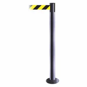 TENSABARRIER 889F-73-73-STD-NO-D4X-C Fixed Barrier Post With Belt, Steel Hammer Tone, 36 1/2 Inch Post Height, Flange, Steel | CU6JCG 20YH67