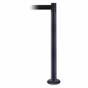 TENSABARRIER 889F-89-89-STD-NO-B9X-C Fixed Barrier Post With Belt, Steel, Black Wrinkle, 36 1/2 Inch Post Height, Flange | CU6JCL 20YH38