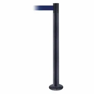 TENSABARRIER 889F-89-89-STD-NO-L5X-C Fixed Barrier Post With Belt, Steel, Black Wrinkle, 36 1/2 Inch Post Height, Flange | CU6HPW 20YH42