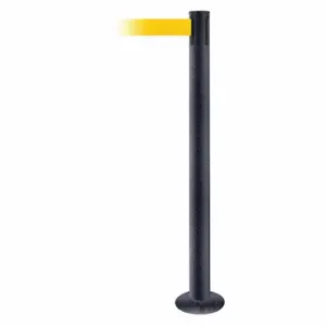 TENSABARRIER 889F-89-89-MAX-NO-Y5X-C Fixed Barrier Post With Belt, Steel, Black Wrinkle, 36 1/2 Inch Post Height, Flange | CU6HQC 20YF93