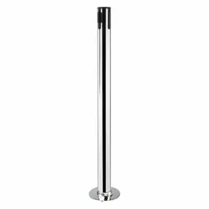 TENSABARRIER 889R-1P-1P-RCV Single Belt Receiver Post, 36 1/2 Inch Height, Mild Steel, Polished Chrome, Removable | CU6JMG 30RF52