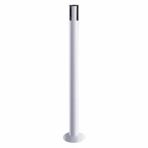 TENSABARRIER 889R-33-32-RCV Single Belt Receiver Post, 36 1/2 Inch Height, Mild Steel, White, 2 1/2 Inch Post Dia | CU6JPB 30RF50