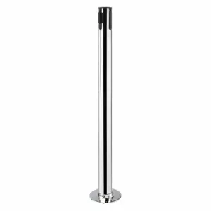 TENSABARRIER 889R-3P-3P-RCV Single Belt Receiver Post, 36 1/2 Inch Height, Mild Steel, Polished Stainless, Removable | CU6JMH 30RF56