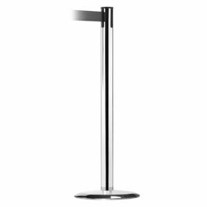 TENSABARRIER 889U-1P-1P-MAX-NO-B9X-C Barrier Post With Belt, Steel, Polished Chrome, 38 Inch Post Height, 2 1/2 Inch Post Dia | CU6HDU 20YK56