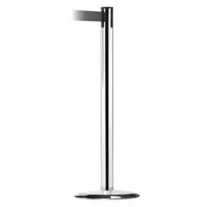 TENSABARRIER 889U-1P-1P-MAX-NO-B9X-C Barrier Post With Belt, Steel, Polished Chrome, 38 Inch Post Height, 2 1/2 Inch Post Dia | CU6HDU 20YK56