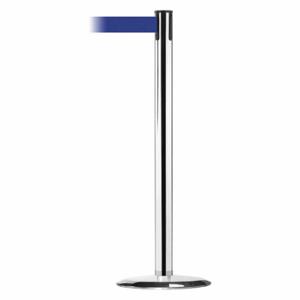 TENSABARRIER 889U-1P-1P-MAX-NO-L5X-C Barrier Post With Belt, Steel, Polished Chrome, 38 Inch Post Height, 2 1/2 Inch Post Dia | CU6HDV 20YK60