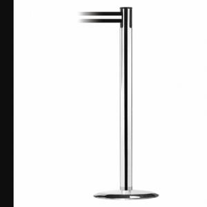 TENSABARRIER 889U-1P-1P-MAX-NO-S3X-C Barrier Post With Belt, Steel, Polished Chrome, 38 Inch Post Height, 2 1/2 Inch Post Dia | CU6HEC 20YK63