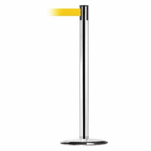 TENSABARRIER 889U-1P-1P-MAX-NO-Y5X-C Barrier Post With Belt, Steel, Polished Chrome, 38 Inch Post Height, 2 1/2 Inch Post Dia | CU6HEG 20YK65