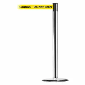 TENSABARRIER 889U-1P-1P-MAX-NO-YAX-C Barrier Post With Belt, Steel, Polished Chrome, 38 Inch Post Height, 2 1/2 Inch Post Dia | CU6HDF 20YK66