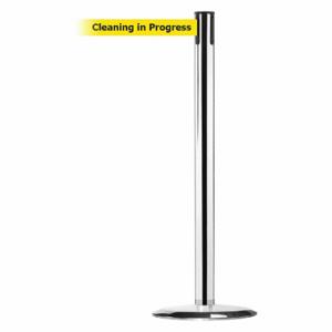 TENSABARRIER 889U-1P-1P-MAX-NO-YCX-C Barrier Post With Belt, Steel, Polished Chrome, 38 Inch Post Height, 2 1/2 Inch Post Dia | CU6HED 20YK67