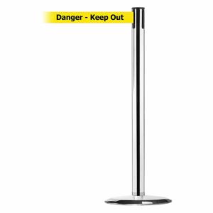 TENSABARRIER 889U-1P-1P-MAX-NO-YDX-C Barrier Post With Belt, Steel, Polished Chrome, 38 Inch Post Height, 2 1/2 Inch Post Dia | CU6HDX 20YK68