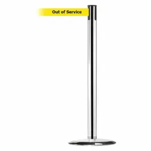 TENSABARRIER 889U-1P-1P-MAX-NO-YEX-C Barrier Post With Belt, Steel, Polished Chrome, 38 Inch Post Height, 2 1/2 Inch Post Dia | CU6HDZ 20YK69