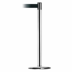 TENSABARRIER 889U-1P-1P-STD-NO-G7X-C Barrier Post With Belt, Steel, Polished Chrome, 38 Inch Post Height, 2 1/2 Inch Post Dia | CU6HDH 20YM07