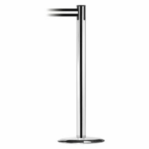 TENSABARRIER 889U-1P-1P-STD-NO-S3X-C Barrier Post With Belt, Steel, Polished Chrome, 38 Inch Post Height, 2 1/2 Inch Post Dia | CU6HEB 20YM11